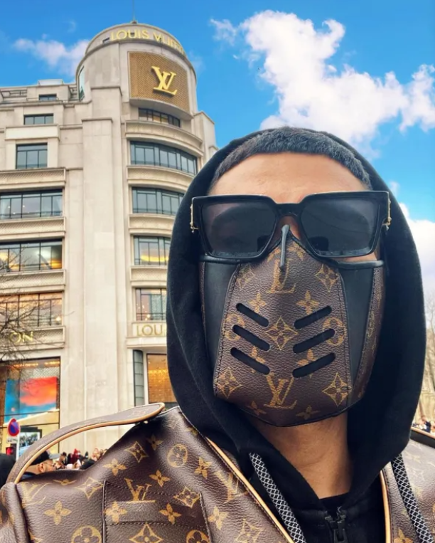 insta rich kid poses with designer face mask  sugarcoupling.com